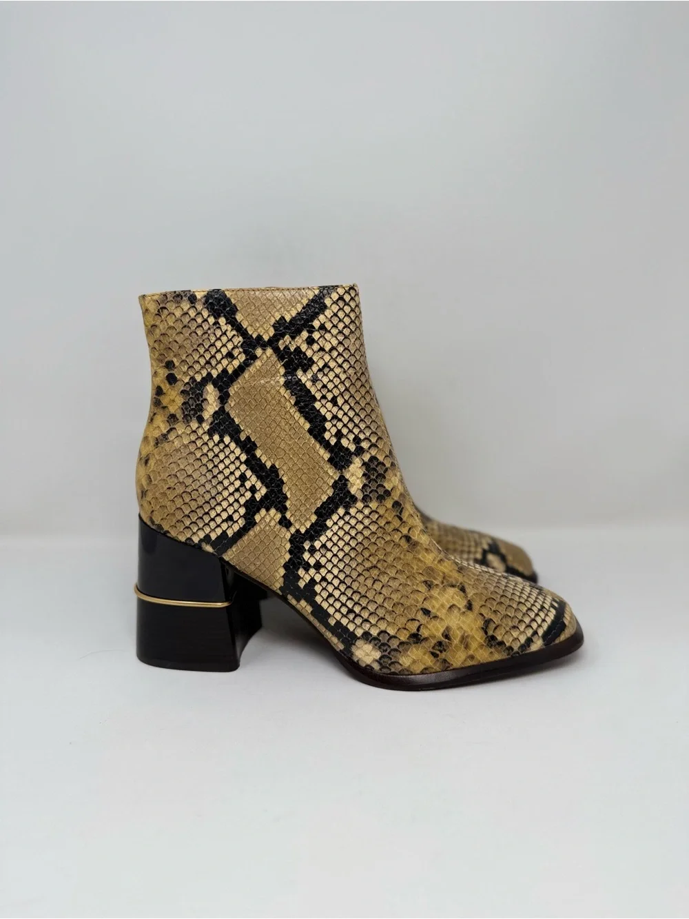 New Tory Burch Leather Ankle Boot Snake Embossed Sz 9.5